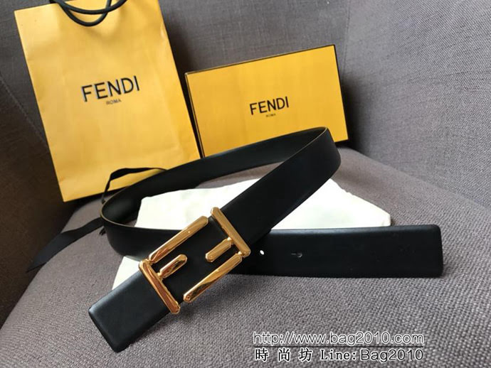 FENDI芬迪 實物拍攝 最新爆款 柔軟小牛皮皮帶 雙F標誌 BAGUETTE系列 時尚百搭款女款皮帶  xfp1301